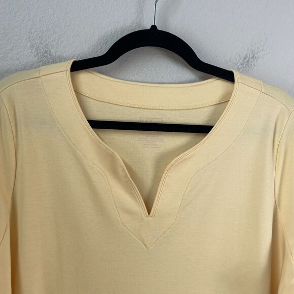 LL Bean Womens Plus 2X Yellow 100% Supima Cotton 3/4 Sleeve Top Shirt - Picture 8 of 9